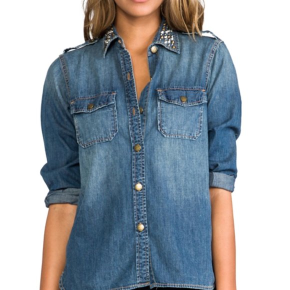 Current/Elliott Tops - Current elliott studded denim shirt